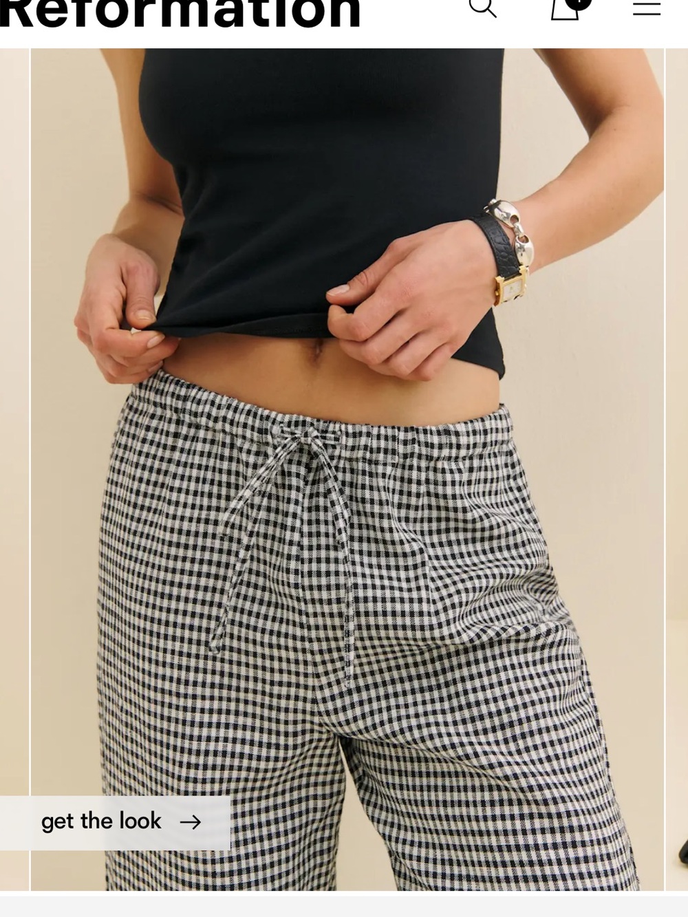 Reformation Olina Linen Cropped Pant Black - Size XS - Picture 2 of 3